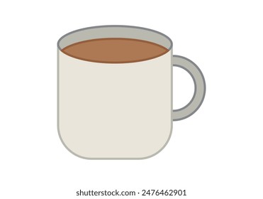 Taza con chocolate o café sobre fondo blanco