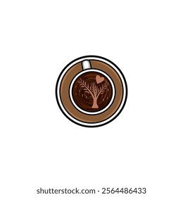 cup of chocolate drink top view vector illustration