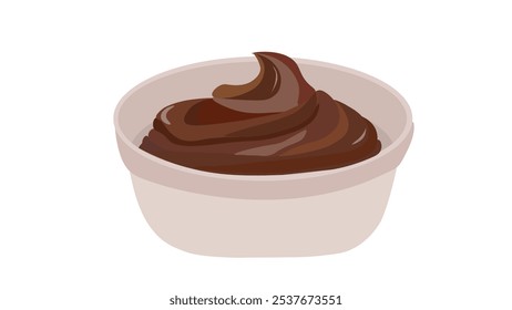 A cup of chocolate pudding. chocolate pudding in bowl . 