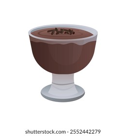 Una taza de budín de chocolate. budín de chocolate en un tazón