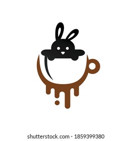 cup chocolate vector with rabbit abstract