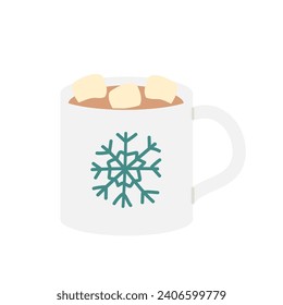 Cup of Christmas warm drink. Holiday winter mug with hot beverage flat vector illustration