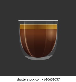 A cup of clear coffee isolate is placed on the back ground.