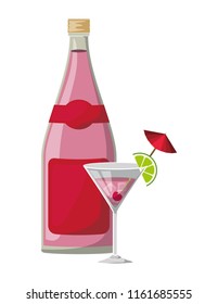 cup cocktail drink with bottle