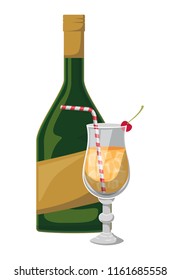 cup cocktail drink with bottle