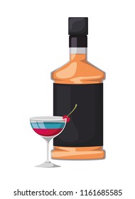 cup cocktail drink with bottle