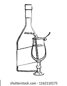 cup cocktail drink with bottle