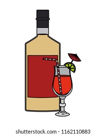 cup cocktail drink with bottle