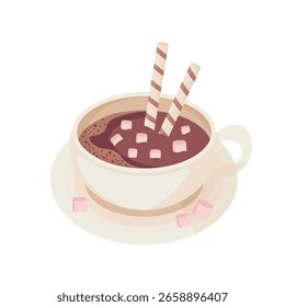 cup of cocoa drink with marshmallow 