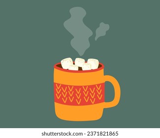 Cup of cocoa with marshmallows and cinnamon