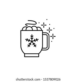 Cup cocoa marshmallows icon. Simple line, outline vector of winter vacation icons for ui and ux, website or mobile application