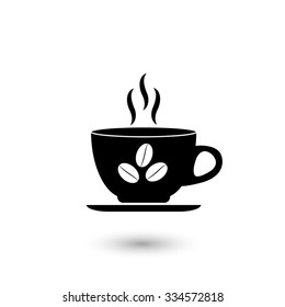 Cup of cofee - black vector icon