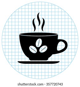 Cup of cofee -  black vector icon
