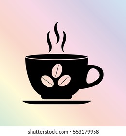 Cup of cofee  - black vector icon