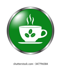 Cup of cofee - green vector icon