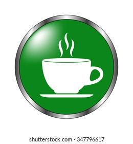 Cup of cofee - green vector icon