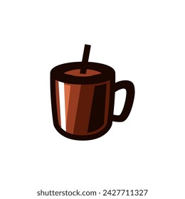 Cup cofee icon. colored cup symbol,  sign in vector flat style.