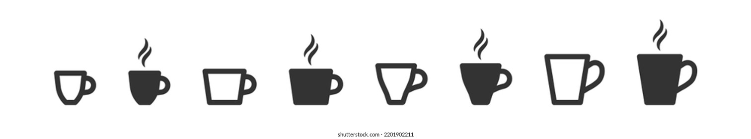 Cup cofee icon. Silhouette tea cup symbol, espresso sign in vector flat style.