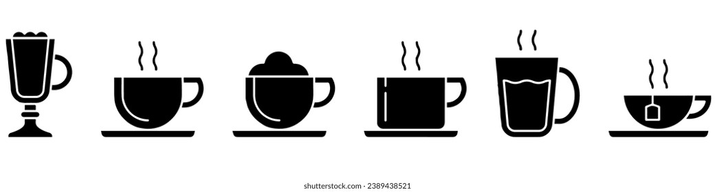 Cup cofee icon. Silhouette tea cup symbol, espresso sign in vector flat