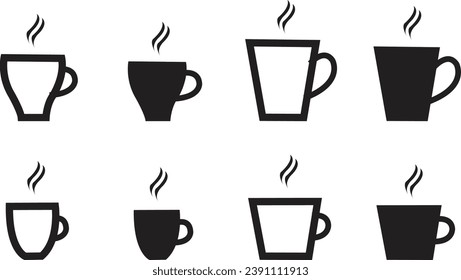 Cup cofee icon. Silhouette tea cup symbol, espresso sign in vector flat.