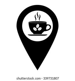 Cup of cofee - map pointer vector icon