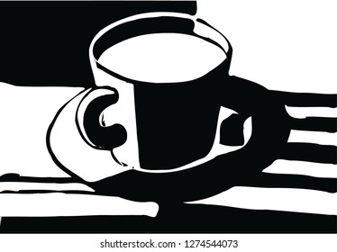 Cup of cofee. Monochrome abstract background. 