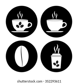 Cup of cofee - vector icon, set