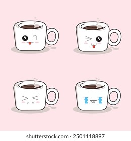 Cup of cofee vector illustration. Porcelain mug with hot cofee picture. Cofee cup