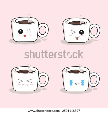 Cup of cofee vector illustration. Porcelain mug with hot cofee picture. Cofee cup