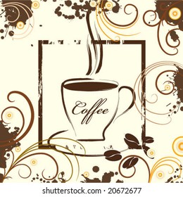 Cup of coffe with abstract design elements