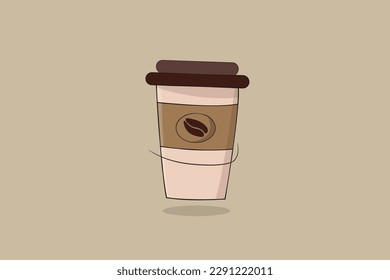A cup of coffe with coffe bean symbol in the label