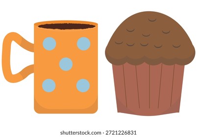 Tasse Kaffee und eine Keksgrafik; Frühstücksmenü
