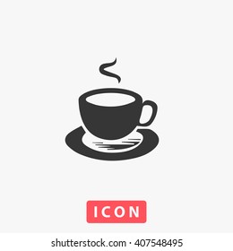 Cup Of Coffe. Grey Flat Simple Icon