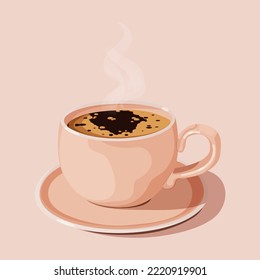 A cup of coffe, hot drink. Vector illstration.