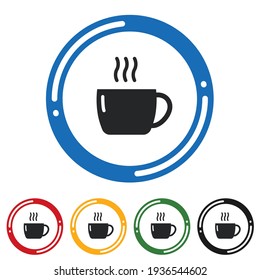 Cup of coffe icon set. flat design vector illustration in 5 colors options for web design