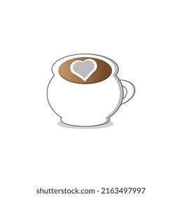 Cup of coffe with milk or cappuccino Free Vector