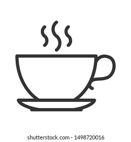 cup of coffe or tea outline vector icon isolated on white background. cup of coffe with smoke flat icon for web, mobile and user interface design. winter holidays concept