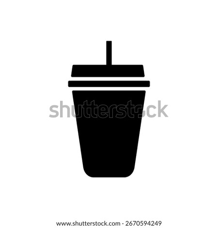 a cup of coffe vector silhouette. cup icon illustration with straw. drink cup icon with straw for beverage and cafe design