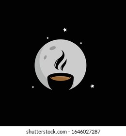 Cup Coffee with a 2 smoke in the top inside moonlight