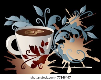 Cup of coffee with abstract background