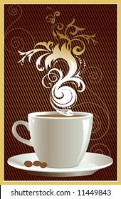 Cup of coffee with abstract design elements. Vector illustration.