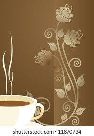 Cup of coffee with abstract design elements