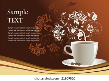 Cup of coffee with abstract design elements. Vector illustration.