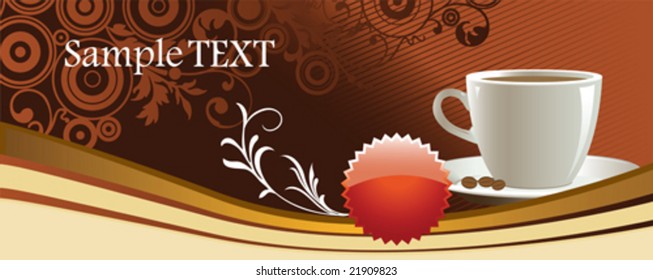 Cup of coffee with abstract design elements. Vector illustration.
