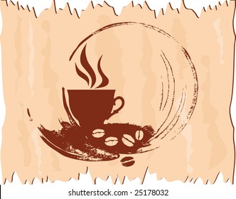 Cup of coffee with abstract design elements. Vector illustration.