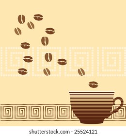 Cup of coffee with abstract design elements. Vector illustration.