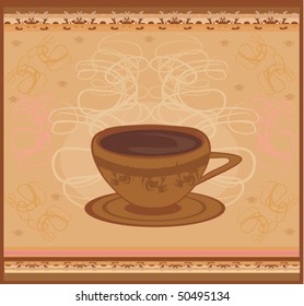 Cup of coffee with abstract design elements. Vector illustration.