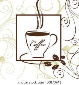Cup of coffee  with abstract design elements