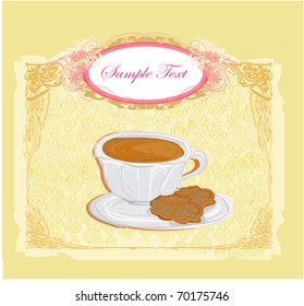 Cup of coffee with abstract design elements