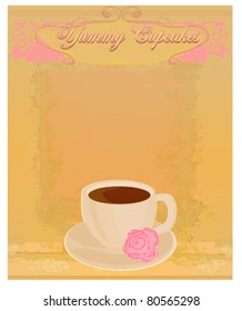Cup of coffee with abstract design elements